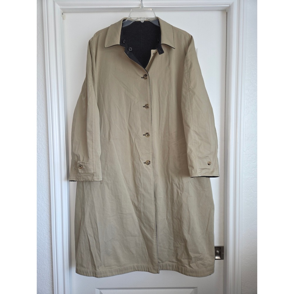 Piazza‎ Sempione Reversible Wool Trench Overcoat Italian IT 44/XL Beige Gray Luc